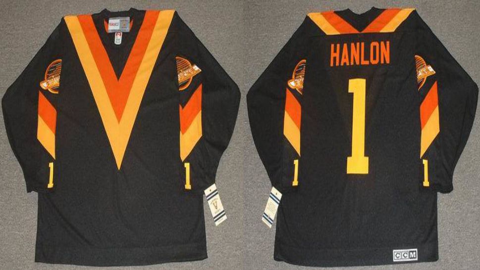 2019 Men Vancouver Canucks #1 Hanlon Black CCM NHL jerseys